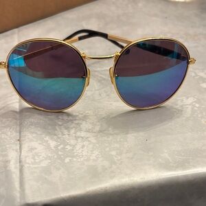 BB Dakota Gold Frame Sunglasses with Blue Lenses